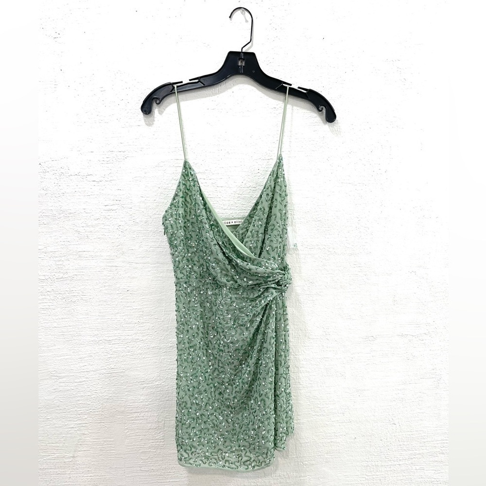 Alice Olivia Celestine Embellished Wrap Minidress - Picture 2 of 8